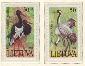 Lithuania Sc 403-4 1991 Birds stamp set mint NH