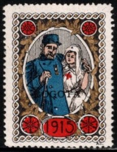 1914 WW One France Delandre Poster Stamp Bogota, Columbia Red Cross MNH