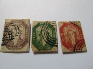 US Local Stamps 1852 Set of 3 used Utah-Mormon Stamps of Joseph Smith,