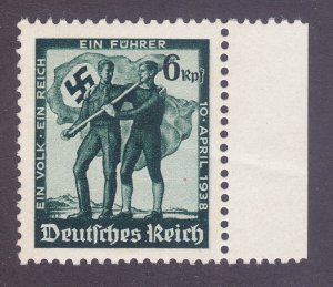 Germany 485 MNH OG 1938 German & Austrian Carrying Nazi Flag Perf 12½