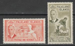 FALKLAND ISLANDS 1952 KGVI PICTORIAL 1/3 AND 2/6