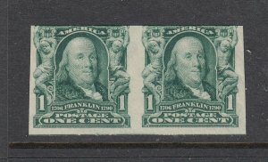 #314 1c Franklin Imperf Pair  (Mint NEVER HINGED) cv$30.00