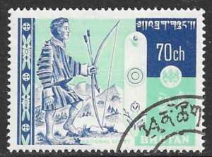 BHUTAN 1962 70ch ARCHER Pictorial Sc 6 CTO Used