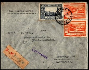 South America1930 - 1960's 4 Airmail Covers Peru Bolivia Brazil 