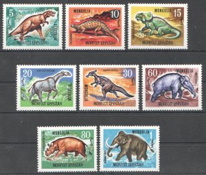 Wb160 1967 Mongolia Fauna Prehistoric Animals Reptiles Dinosaurs 1Set Mnh