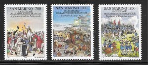 San Marino Scott 1184-86 MNHOG - 1989 Bicent of French Revolution - SCV $4.15