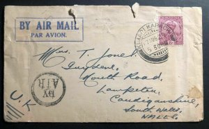 1929 Karachi India Early Airmail cover to Lampeter Wales UK Via London