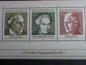 Germany Stamp:1969-SC#1007-50th Anniv:Universal Women's Suffrage-mnh-S/S sheet-