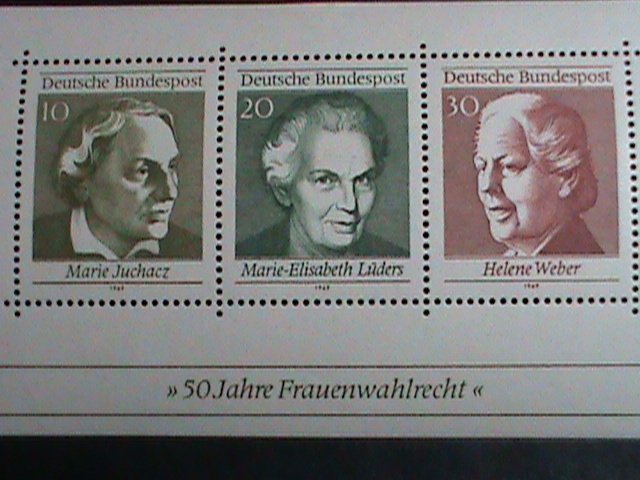 Germany Stamp:1969-SC#1007-50th Anniv:Universal Women's Suffrage-mnh-S/S sheet-