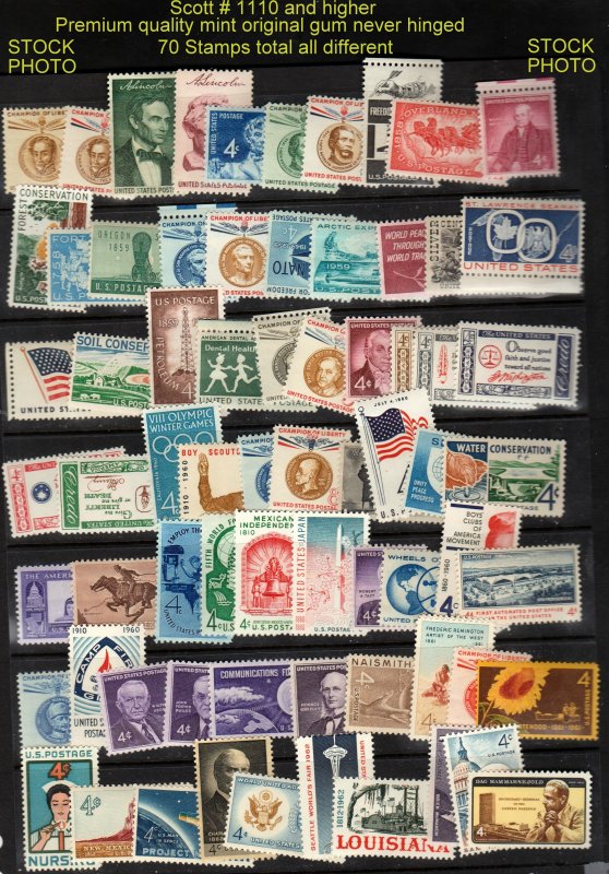 U S MINT #1110 and Higher 70 stamps total ⭐⭐⭐⭐⭐