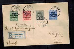 1917 Lome Togo Anglo French Occupation Cover to Bern Switzerland