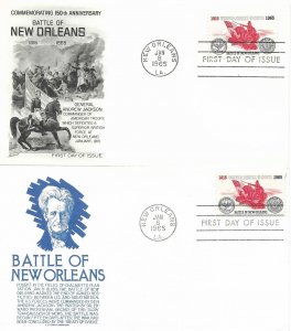 1965 FDC, #1261, 5c Battle of New Orleans, Fleetwood & Anderson