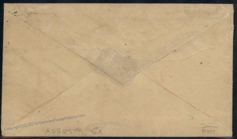 CSA #12 Civil War Confederate Cover North Carolina Augusta GA 92708