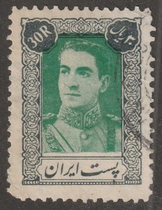 Persia, stamp, Scott#904, used, hinged,  30R, Grey/emerald,