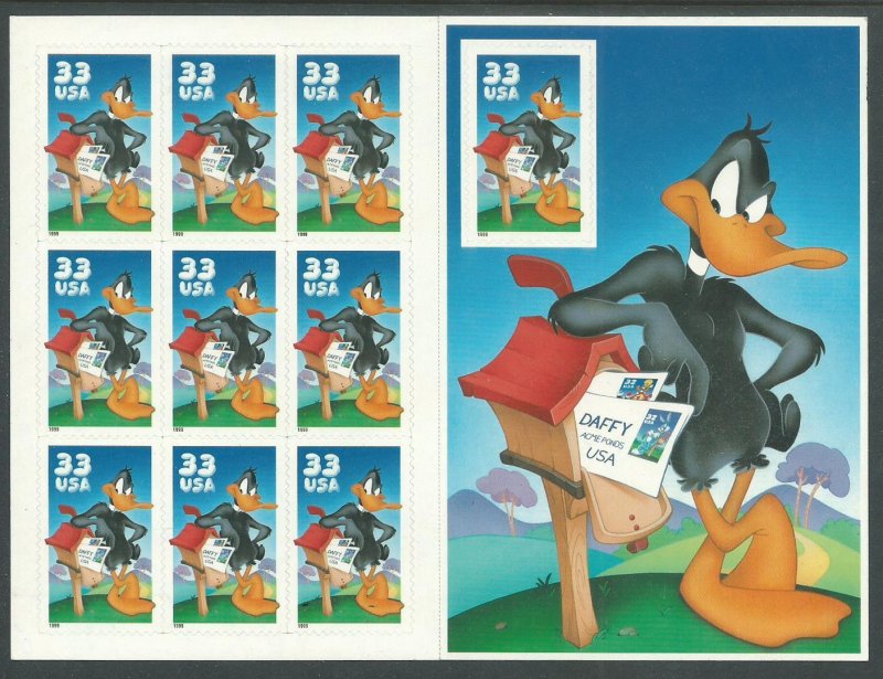 1999 United States Scott Catalog Number 3306 Unused Never Hinged Daffy Duck