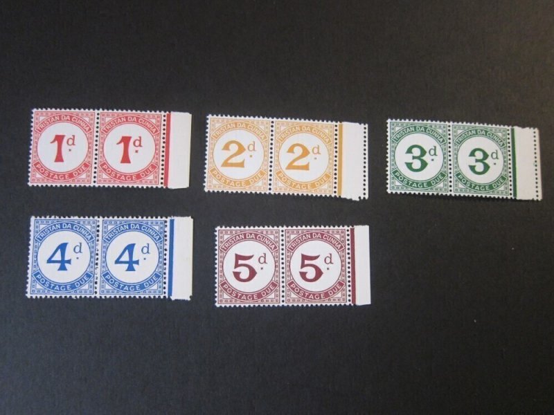 Tristan Da Cunha 1957 Sc J1-J5 set of 5 pair MH