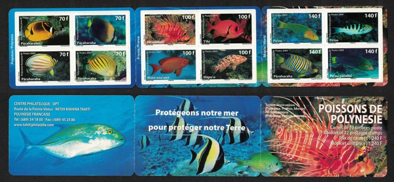 Fr. Polynesia Fish 12v Booklet SG#1127-1138 MI#1082-1093 CV£60+