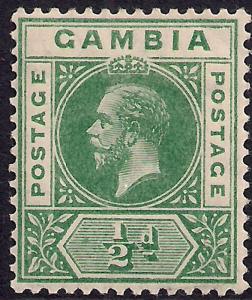 Gambia 1912 - 22 KGV 1/2d Deep Green SG 86 MM ( G1302 )