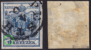 Austria - 1850 - Scott #5 - used - Type III - plate flaw