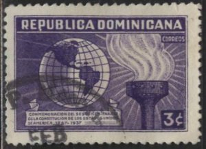 Dominican Republic 333 (used) 3c US Constitution, purple (1938)