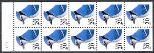 United States #2483a 20¢ Blue Jay (1995). Pane of 10. MNH