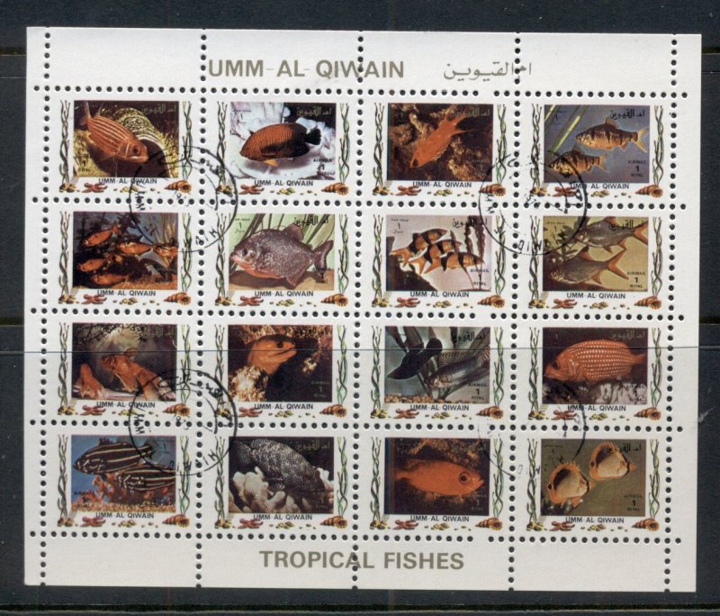 Umm al Qiwain 1972 Tropical Fish Pt II sheetlet small size CTO