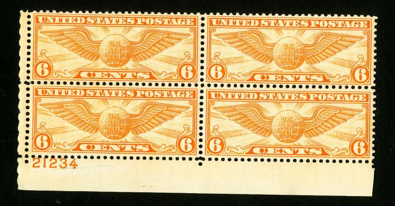 US Stamps # C19 XF Plate Block of 4 OG NH