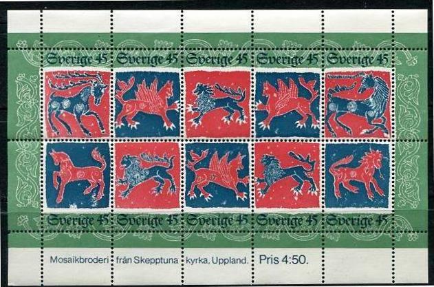 Sweden 1974 Sheet  Sc 1101 Mi Block 6 MNH Quilt From Skepptuna Church