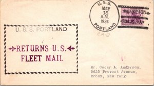 5.15.1934 - Fleet Mail / Hampton Roads VA - USS Portland - F40508