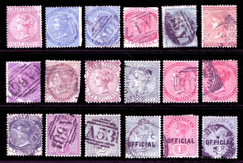 Early Jamaica 1870-90 VF Fresh Used Lot 18 items