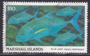 Marshall Islands #184 F-VF Used $10 Blue Jack (top value)