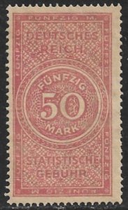 GERMANY 1923 50mk Statistical Fees Revenue Erler No.AF25 MNG