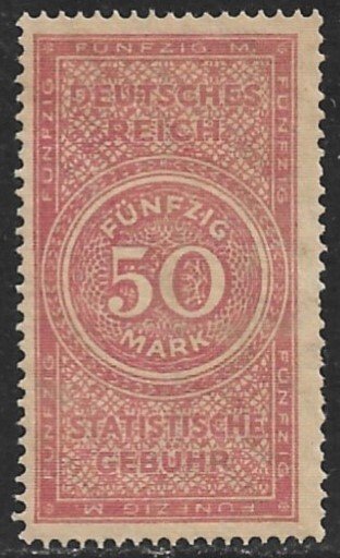 GERMANY 1923 50mk Statistical Fees Revenue Erler No.AF25 MNG