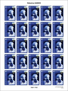 BENIN 2021 IMPERF SET OF 4 SHEETS 25V - JOINT ISSUE MAHATMA GANDHI 150 ANNIV MNH