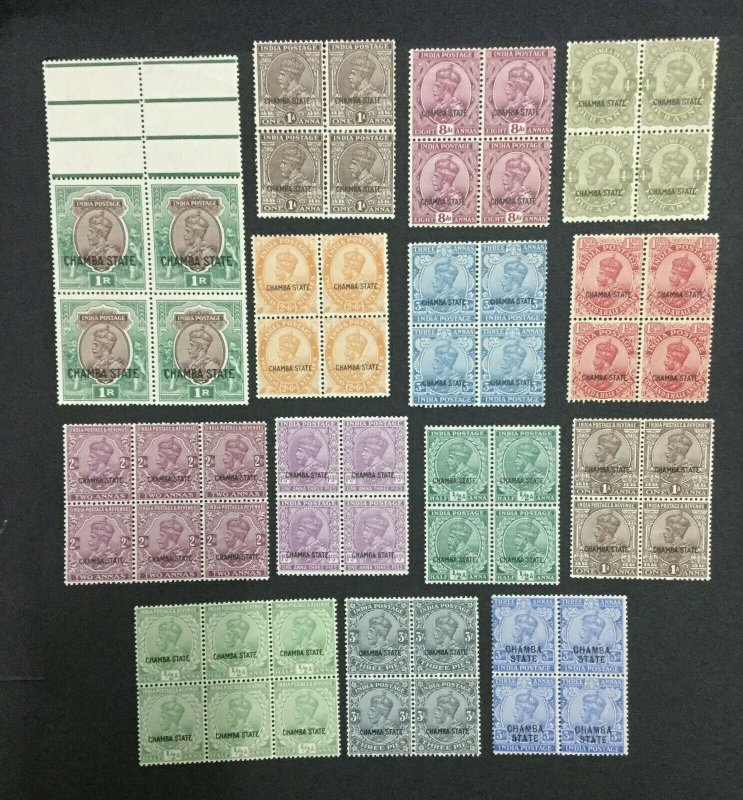 MOMEN: INDIA CHAMBA SG # 24 BLOCKS MINT OG NH LOT #198489-6064