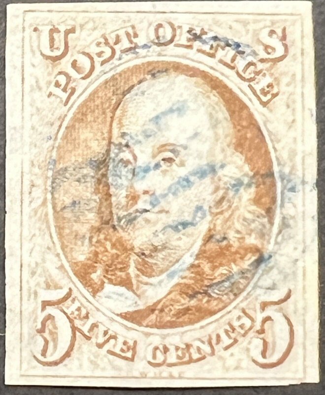 Scott#: 1a - Benjamin Franklin 5¢ 1847 used single stamp w/2020 PF cert