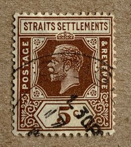 Straits Settlements 1932 KGV 5c brown, die II. Scott 187, CV $0.25. SG 226