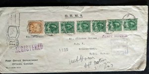 1932 Ottowa Canada Schenectady NY Registered Multi Franking First Notice Cover