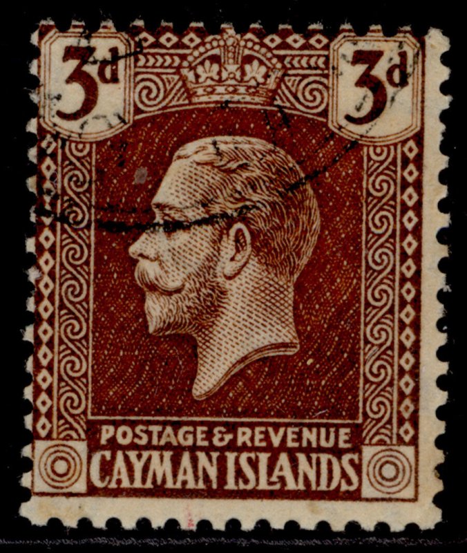CAYMAN ISLANDS GV SG60b, 3d purple/pale yellow, FINE USED. Cat £75.