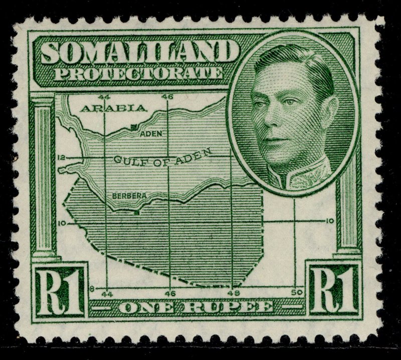 SOMALILAND PROTECTORATE GVI SG101, 1r green, LH MINT. Cat £16. 