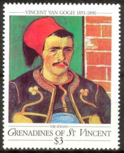 Grenadines of St. Vincent 1991 Art Paintings V. Van Gogh The Zouave MNH