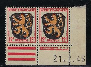 Germany - under French occupation - Scott # 4N6, mint nh, var. printing date