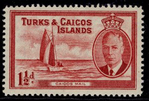 TURKS & CAICOS ISLANDS GVI SG223, 1½d deep carmine, NH MINT.