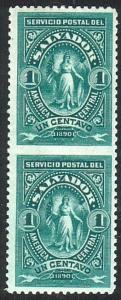 SALVADOR 1890 1c IMPERF BETWEEN pair, fine mint, lightly hginged...........13462