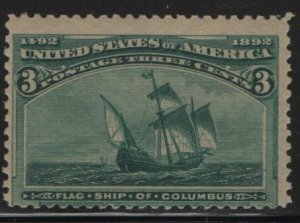 US 232 MINT HINGED SANTA MARIA FLAG SHIP ISSUE 1893