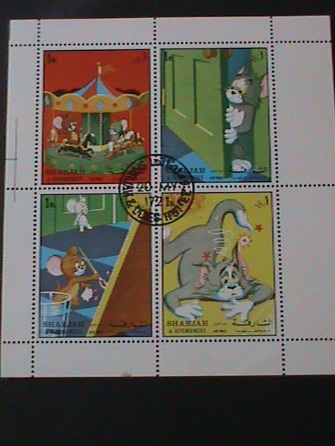 ​SHARJAH-1972-WALT DISNEY CARTOON MOVIE-THE CAT & THE RAT CTO S/S VERY FINE