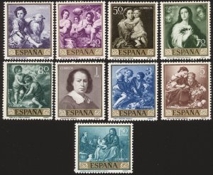 Spain Scott 921-930 VF/MNH 1960 Art Issue Complete except #928 (9 of 10 stamps)