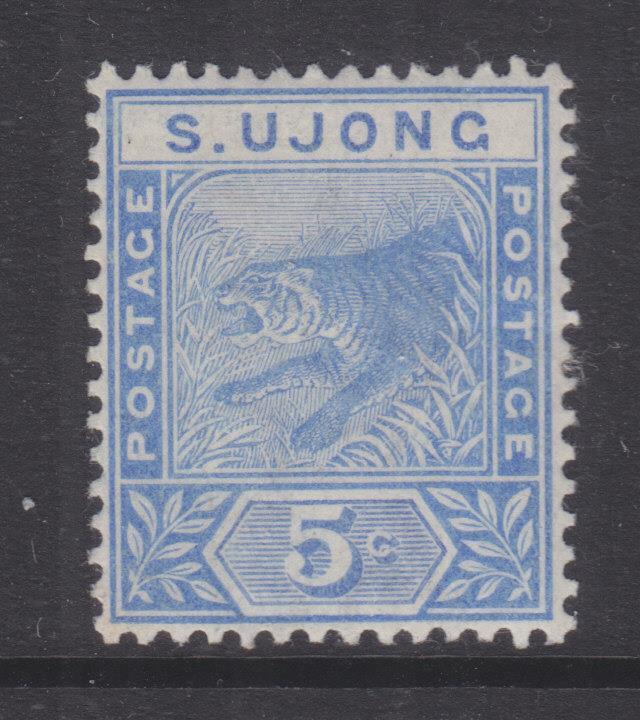 SUNGEI UJONG, MALAYSIA, 1893 Tiger 5c. Blue, lhm.