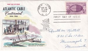 1958, Centennial Atlantic Cable, Flugel, FDC (E13930)