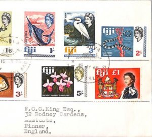 FIJI 1968 ILLUSTRATED FDC{2} QEII Full Set {17} £1 ARMS FISH SHELLS FLOWERS MJ25